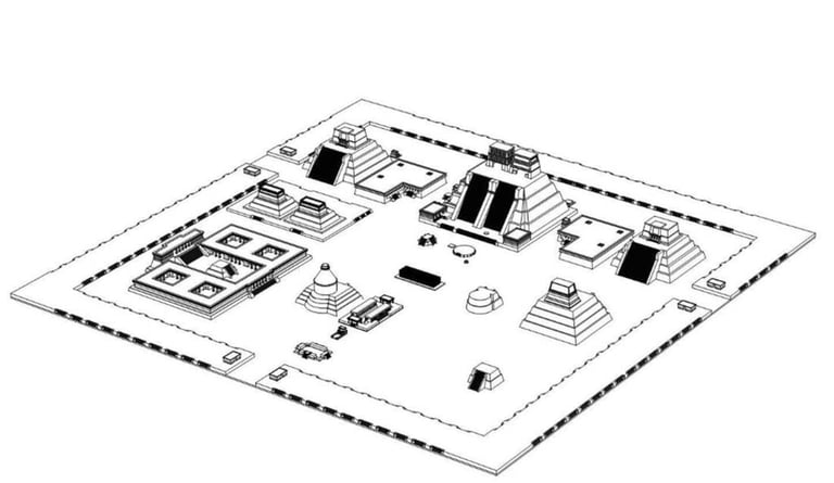 Plano del recinto sagrado de Tenochtitlan con ubicación del tzompantli”.