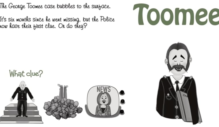 a cartoon character with a man in a suit and a woman on tv