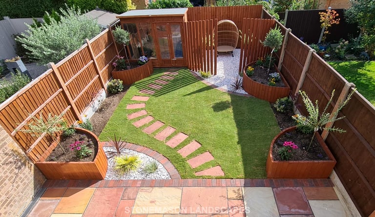 Designer Traditional Modern Circle & Curves Wooden Planters, Screen & Summer House - Gidea Park