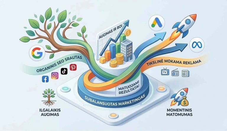 Efektyvūs rinkodaros kanalai: SEO ir mokamos reklamos derinys pardavimams