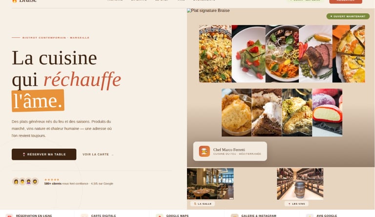 création de site vitrine pour un restaurant 