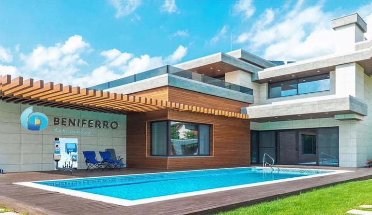 a large pool in a modern home