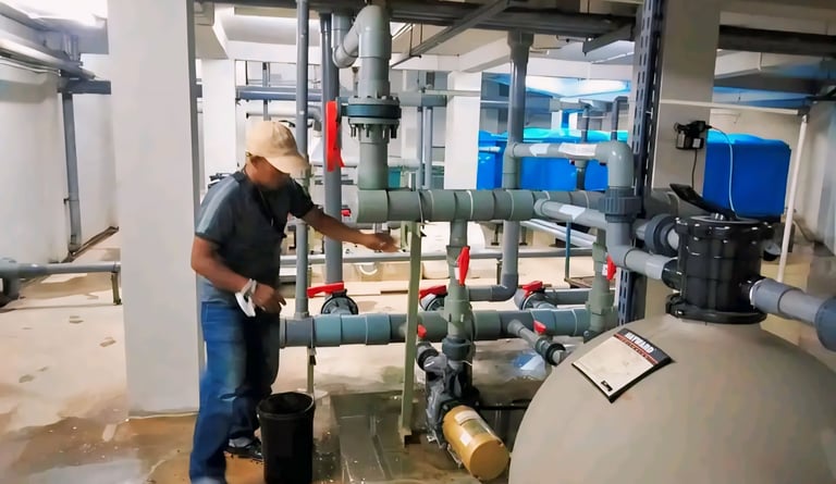 Sistem Penyaringan Kolam Renang yang di rakit oleh teknisi dayanapool