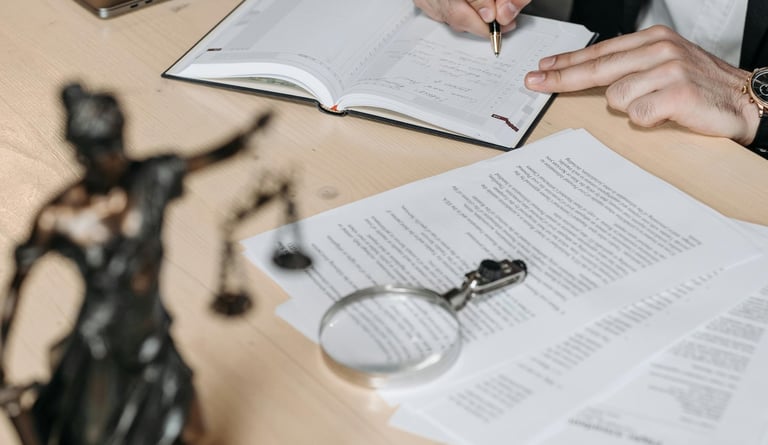 Abogado analizando un pagare de un juicio mercantil