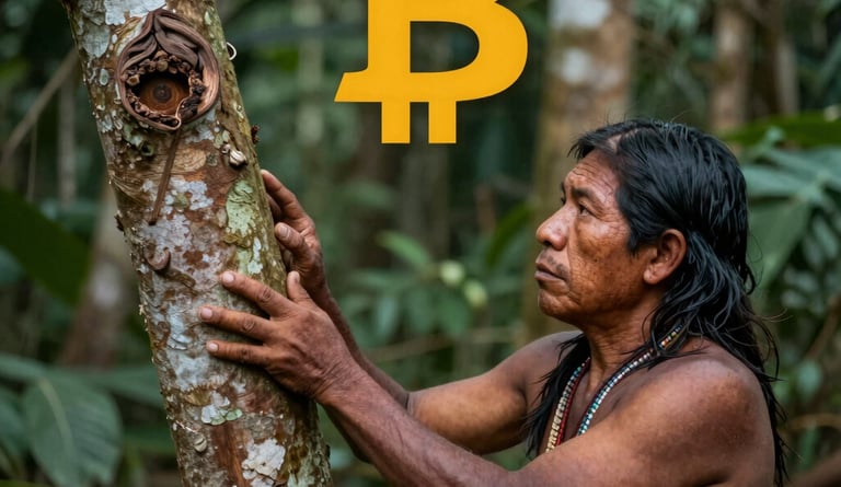 A digital representation of environmental assets being converted into blockchain tokens.