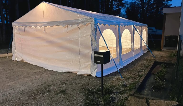 tente de réception de nuit, éclairage tente de réception pour événement