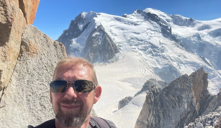 view from the Aguille du midi, chamonix, france