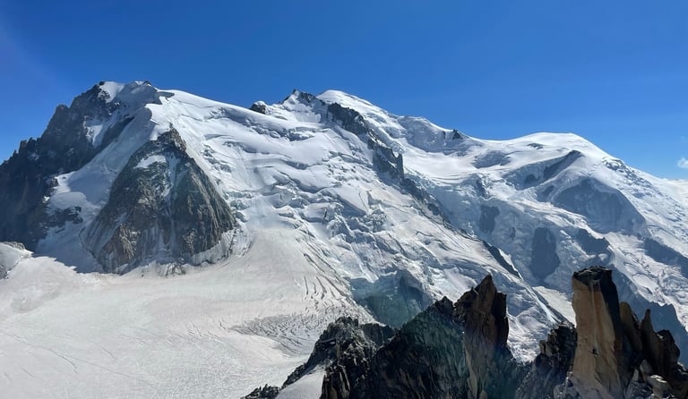 view from the Aguille du midi of mont blanc, chamonix, france