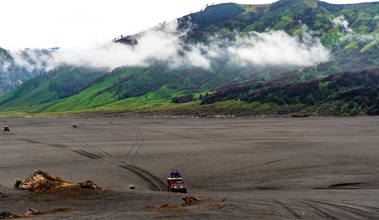 Riding 4x4 Jeep at Bromo Sand Field
