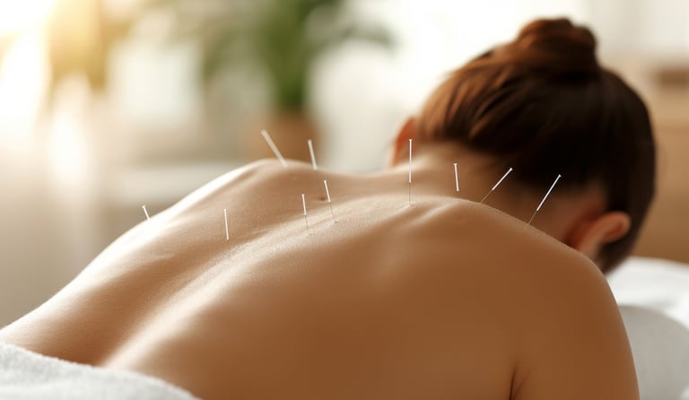 agulhas de acupuntura nas costas