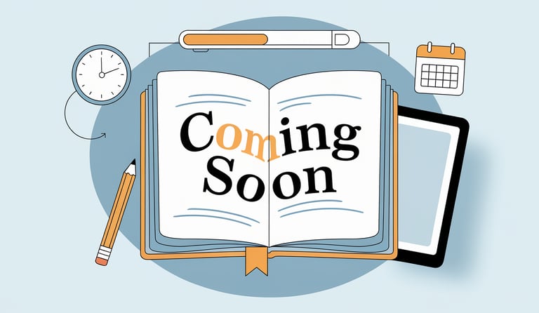 a book with a bookmark and a tablet with a cup of coffee