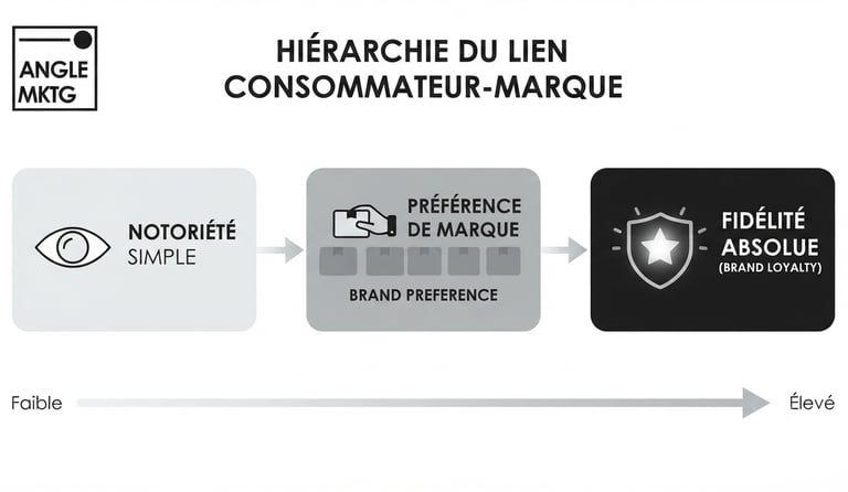 diagramme préférence de marque (brand preference) dans la hiérarchie du lien consommateur-marque
