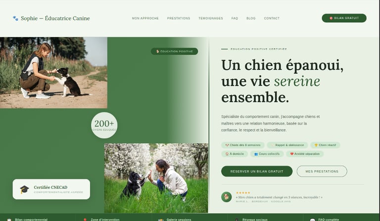 création de site vitrine pour éducateur canin