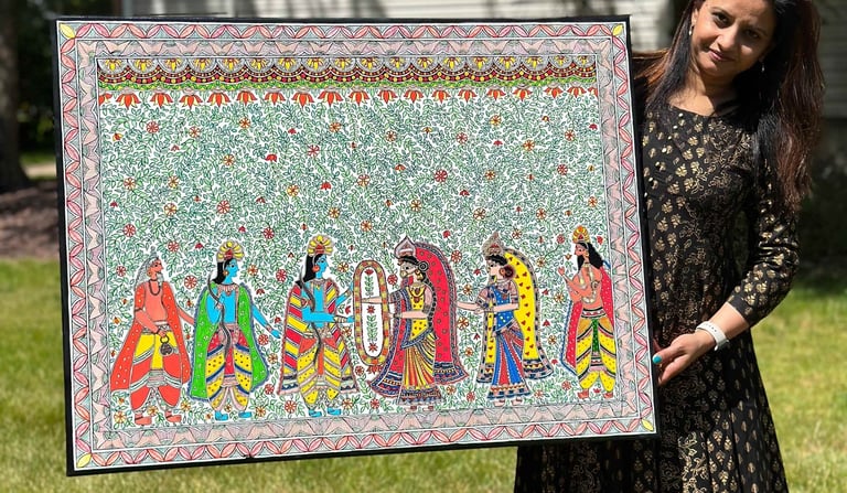 Richa Rashmi with Madhubani Painting Richa Gallery