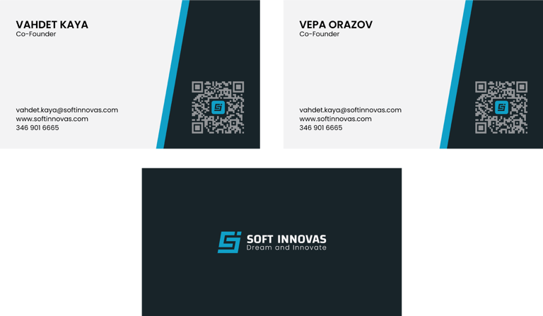 a business card with a qr code on it