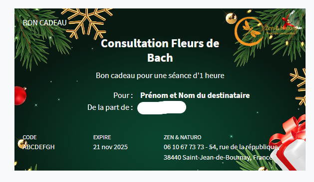 bon cadeau 1ere seance fleurs de bach