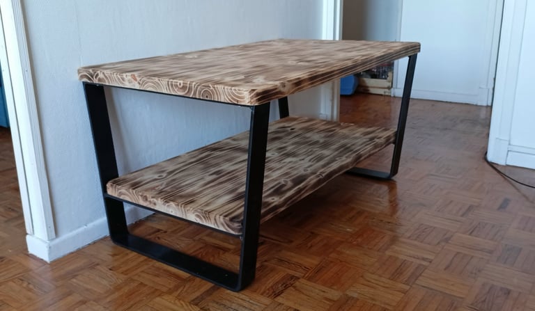table basse métal bois