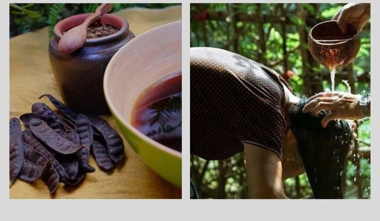 Vietnamese woman washing her hair with bo ket for stronger, healthier vietnamese hair