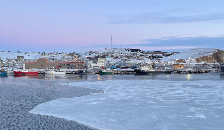 Le quai de Cap-aux-Meules l'hiver