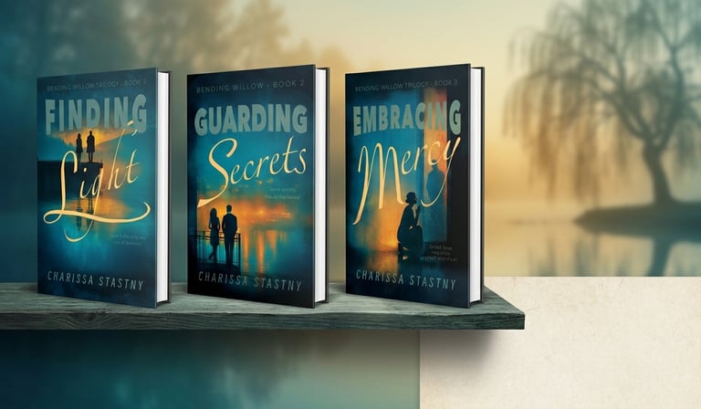 Bending Willow Trilogy with willow tree in backgroun