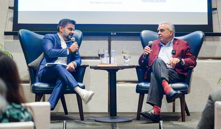 Shiv Puri with Kishore Mahbubani in the first In Conversation with Shiv