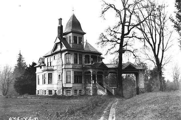 Salem, OR - black & white photo of the Deepwood Mansion, circa 1900