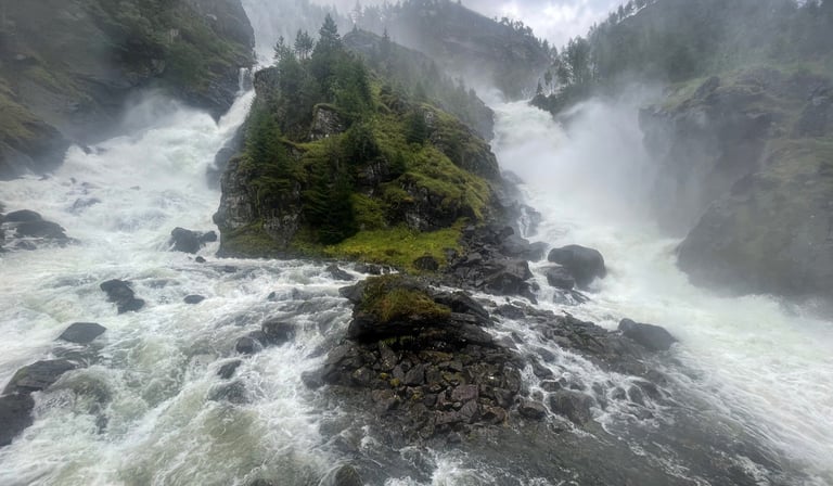 walking through the Folgefonna National Park and up to the Folgefonna glacier