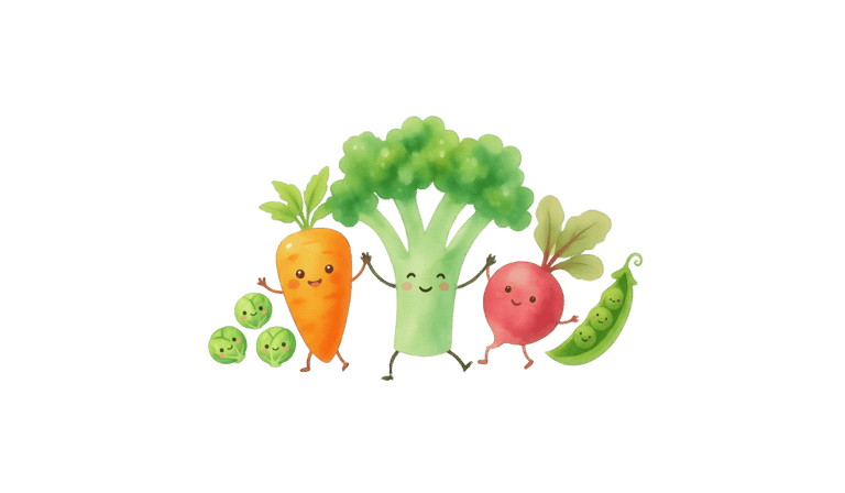 Happy vegetables cheering