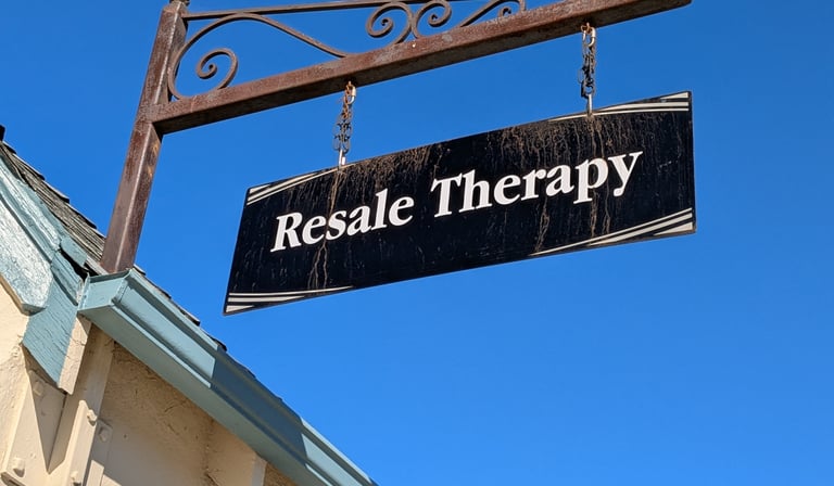 Resale Therapy hanging store sign