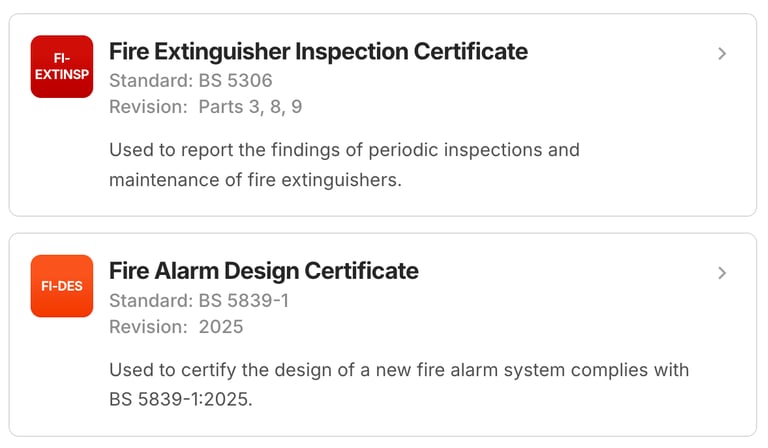 Commercial Fire Alarm Design Certificate and Fire extinguisher Inspection certificate Preview