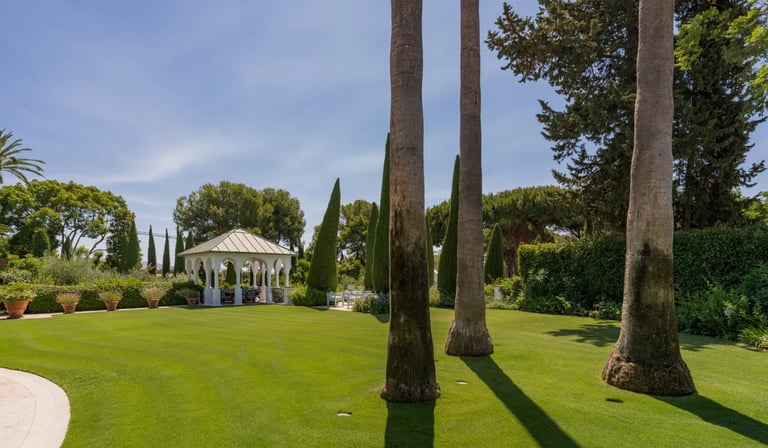 Landscaped lawns with pavilion in Marbella Golden Mile villa