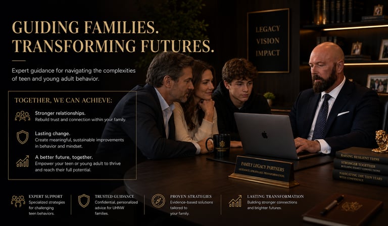 damon with a family and their teen boy