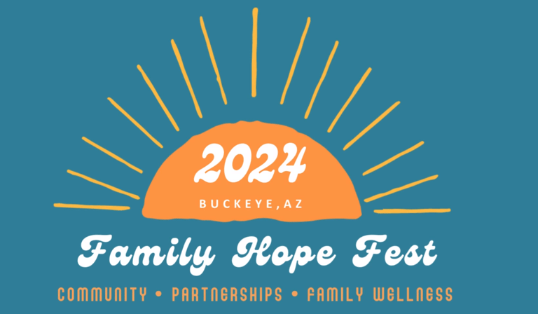 Family Hope Fest Logo which has a hand-drawn Sun on a teal background