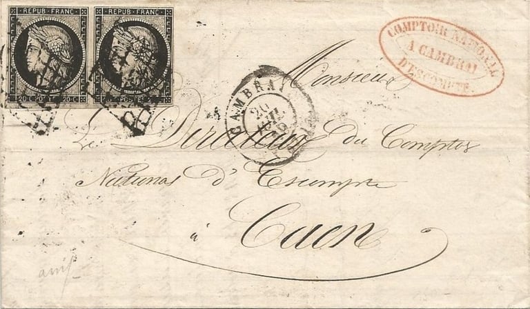 Cérès 20 Centimes Doppelporto 1849.