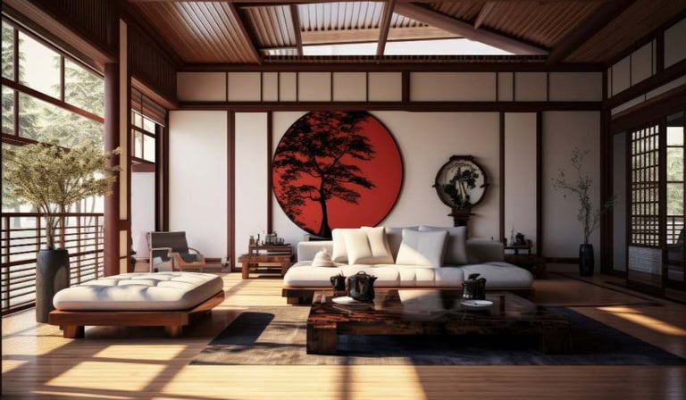 image d'un interieur japonais zen avec table basse