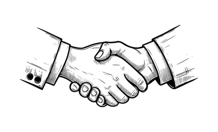 Stretta di mano tra due persone in abiti formali — simbolo di accordo e collaborazione