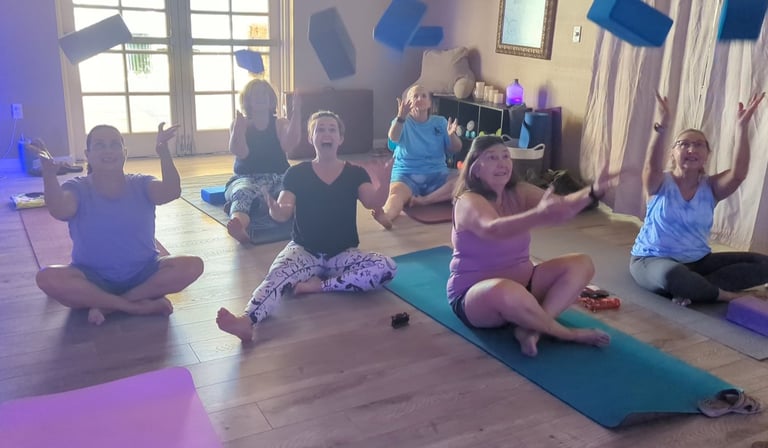 yoga class fun sip stretch party