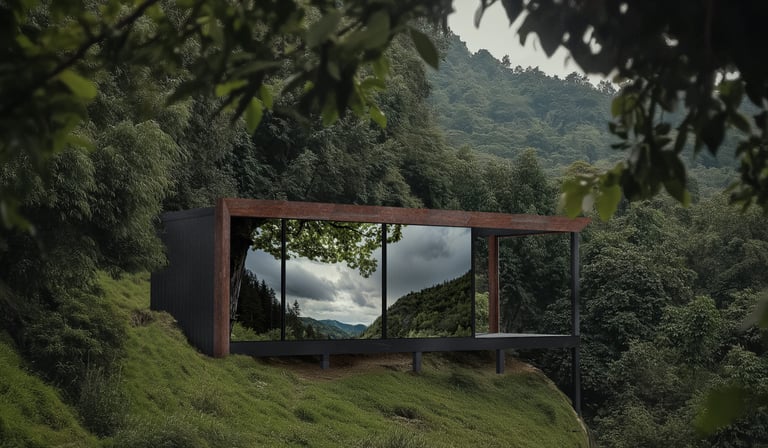 Mirrored Cabin in the forest with modern design
