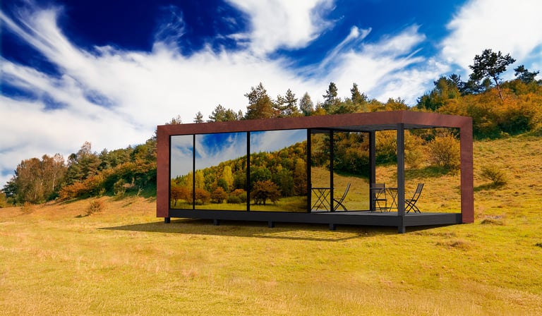 Luxury Mirrored Cabin reflecting the surrounding nature