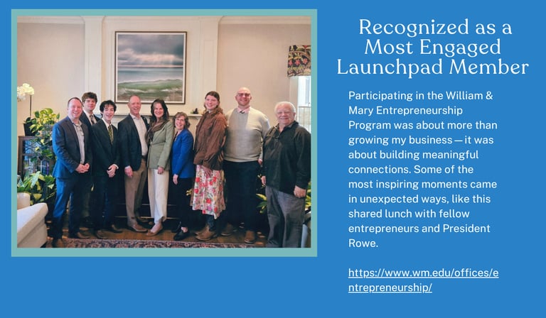 Entrepreneurs meeting with Katherine A. Rowe at William & Mary entrepreneurship program lunch