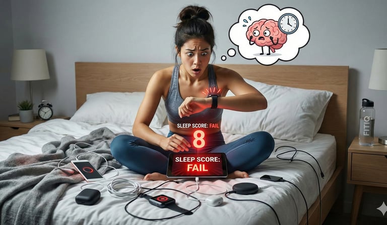 Lady with watch tracing her sleep score