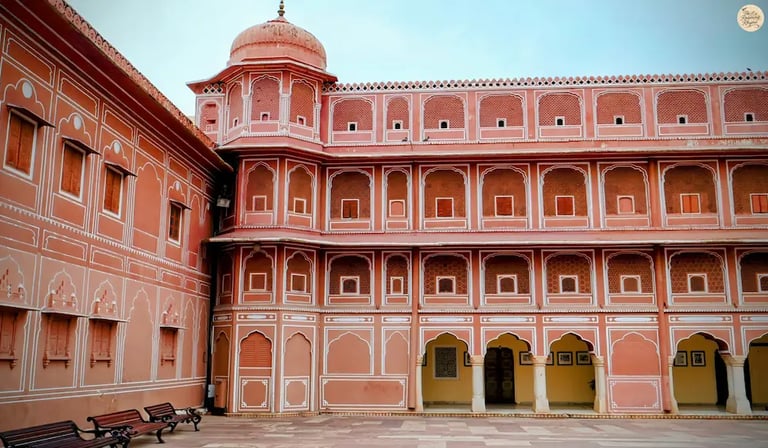 Admire the Rajput-style facade of City Palace Jaipur, one of the most iconic royal landmarks in the Pink City.