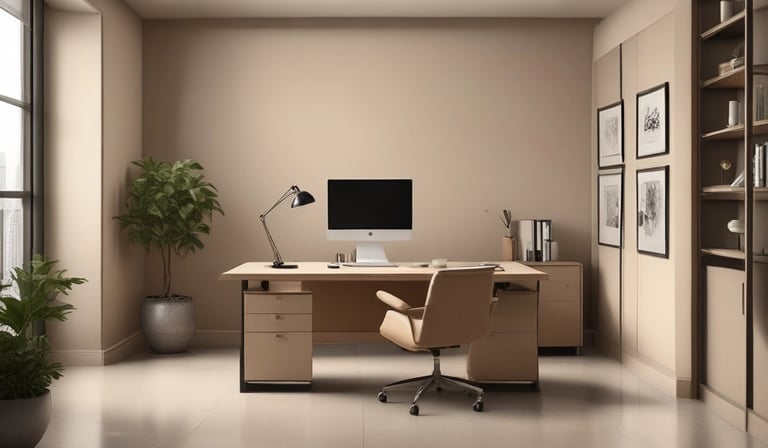 A professional cleaner carefully wiping down an office desk with eco-friendly cleaning supplies in a bright Fort Worth workspace.