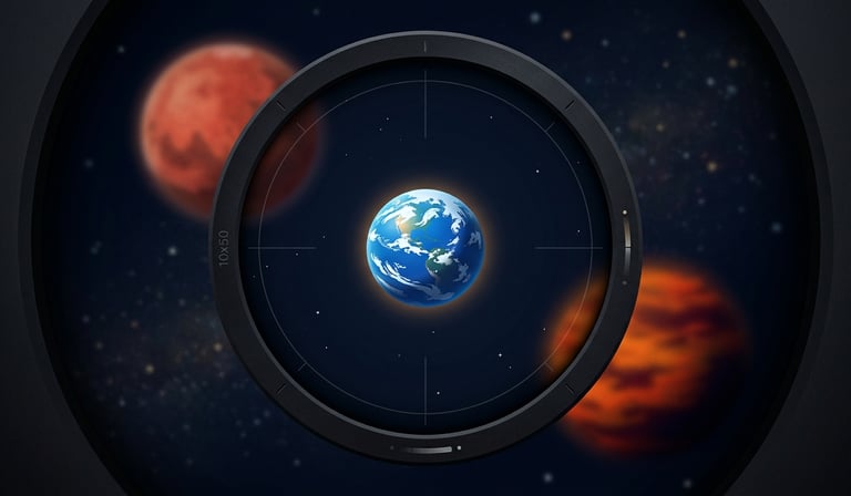 A conceptual image of a telescope viewfinder focused on a bright