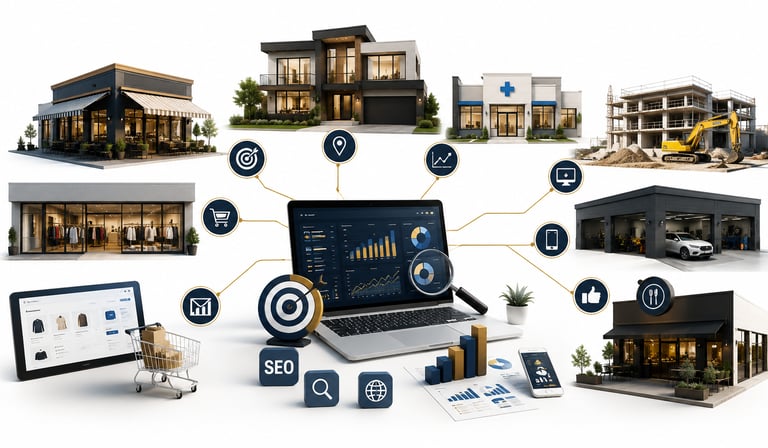 Businesses from different industries growing through digital marketing services