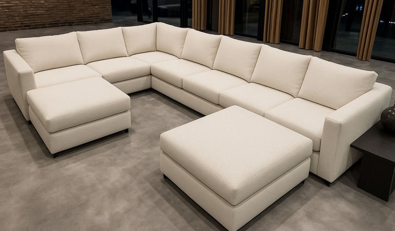 Contemporary sectional sofa with clean lines and neutral tones, created by Solo Home Decor.