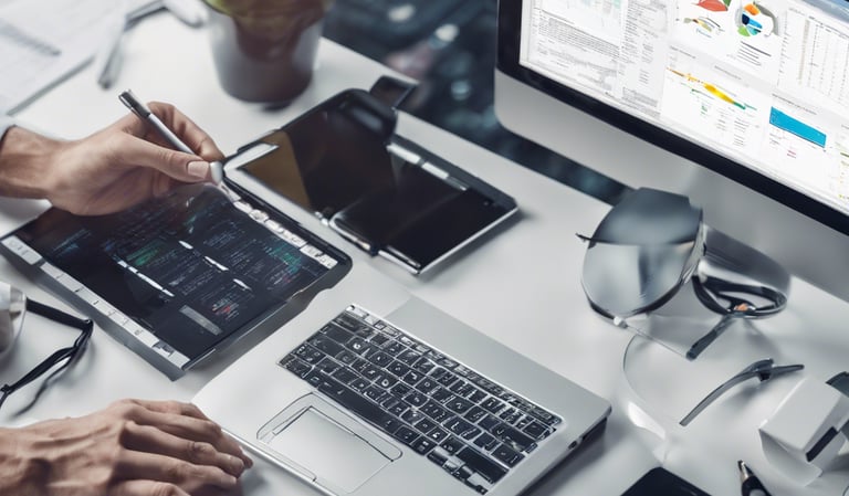 black and silver laptop computer on brown wooden table