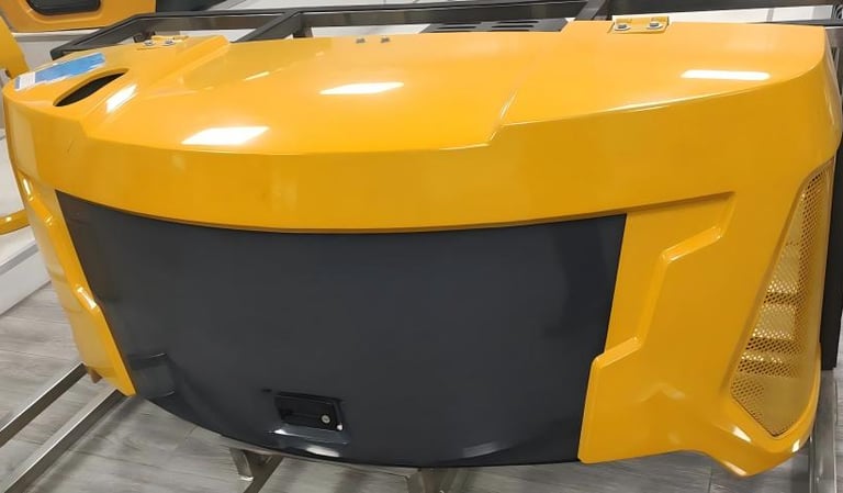 Hoods of excavators, loaders, and engineering vehicles.