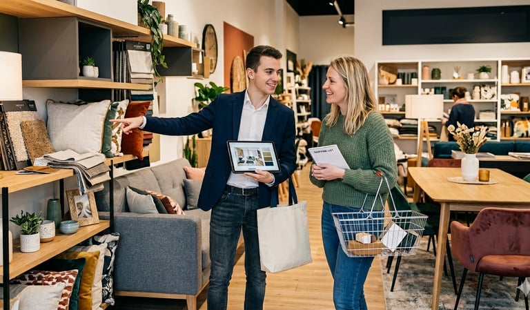 Conseil déco direct en magasin avec les clients