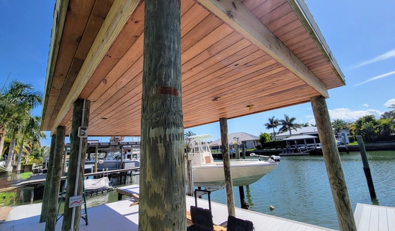 Replaced tongue and groove boathouse ceiling